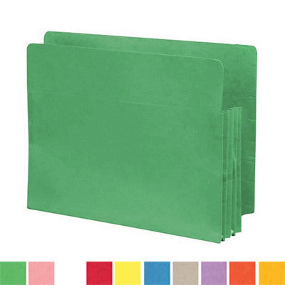 Color Pockets, Full End Tab, Tyvek Gussets, Letter Size, 5-1/4" Expansion- Carton of 100 - Nationwide Filing Supplies