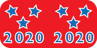 Patriot Year "20" Labels, 3/4" X 1-1/2" Laminated - Roll of 500