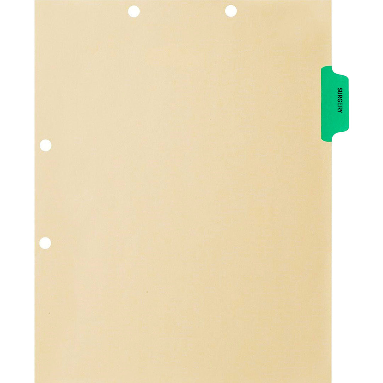 Individual Chart Divider Tabs, Surgery (Med Green), Side Tab 1/8th Cut, Pos #2 (Pack of 50)