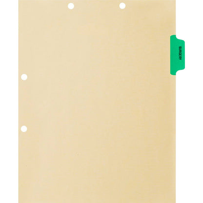 Individual Chart Divider Tabs, Surgery (Med Green), Side Tab 1/8th Cut, Pos #2 (Pack of 50)