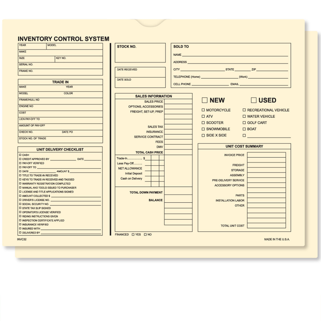 Inventory Control Deal Jackets, 9" x 12" (Box of 100)