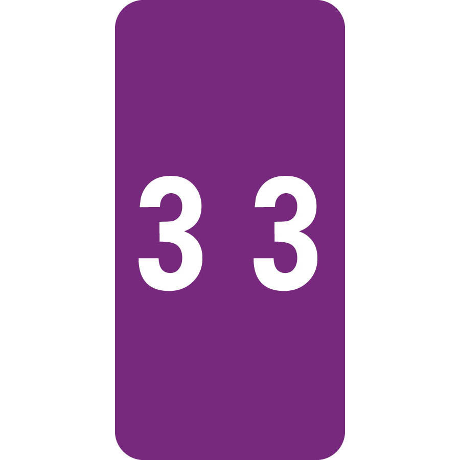 Smead LCC "3" Labels 2" X 1" Unlaminated- Roll of 250