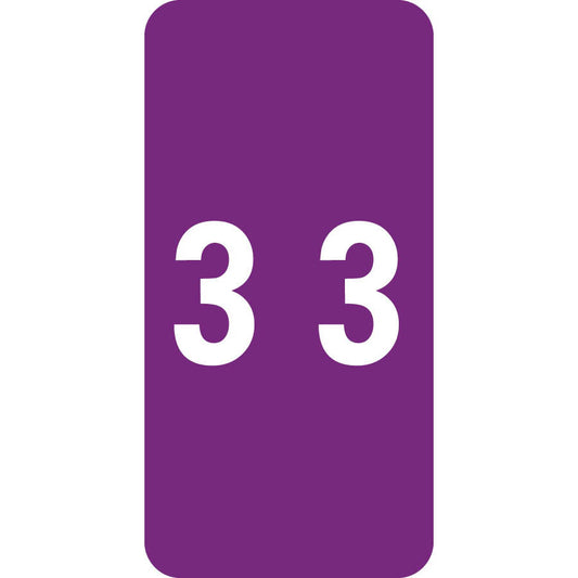 Smead LCC "3" Labels 2" X 1" Unlaminated- Roll of 250