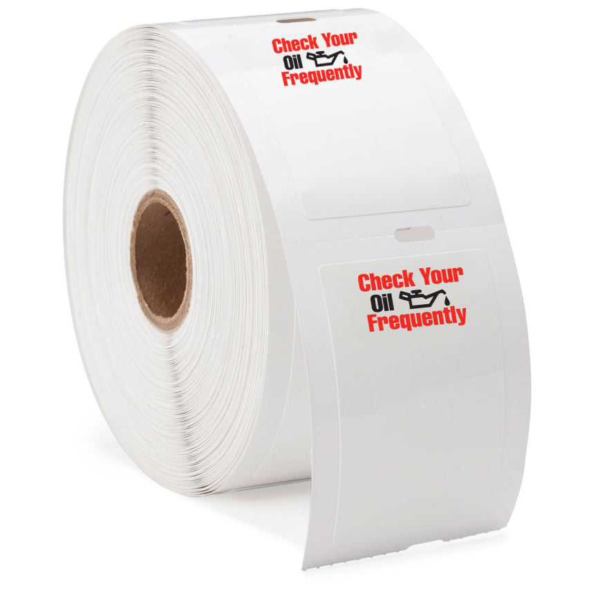 Generic Red Oil Can Godex RT200i and Zebra TLP 2824 Oil Change Stickers - Light Adhesive (Roll of 500)