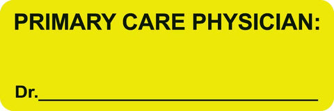 MAP2220 PRIMARY CARE PHYSICIAN- Fluorescent Chartreuse 3" X 1" (Roll of 250) - Nationwide Filing Supplies