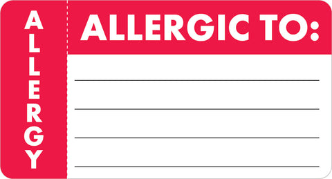 MAP3300 ALLERGIC TO:- Red/White 3-1/4" X 1-3/4" (Roll of 250) - Nationwide Filing Supplies