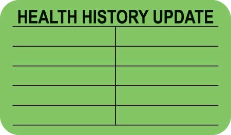 MAP3570 HEALTH HISTORY- Fluorescent Green 1-1/2" X 7/8" (Roll of 250)
