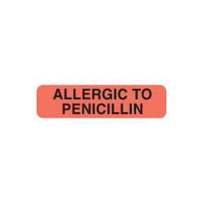 MAP507 ALLERGIC TO PENICILLIN- Fluorescent red 1-1/4" X 5/16"- Roll of 500