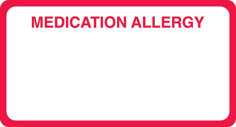 MAP5140 MEDICATION ALLERGY- Red/White 3-1/4" X 1-3/4" (Roll of 250) - Nationwide Filing Supplies