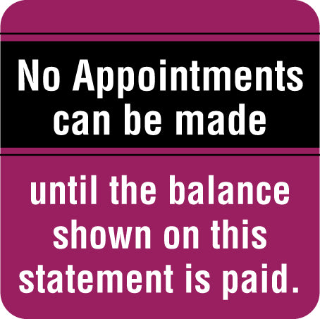 MAP6760 NO APPOINTMENTS- Purple/Black/White 1-1/2" X 1-1/2" (Roll of 250)