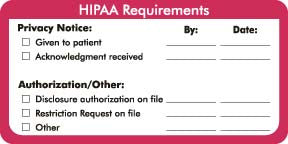 MAP7130 HIPAA REQUIREMENTS- Red/White 4" X 2" (Roll of 250) - Nationwide Filing Supplies