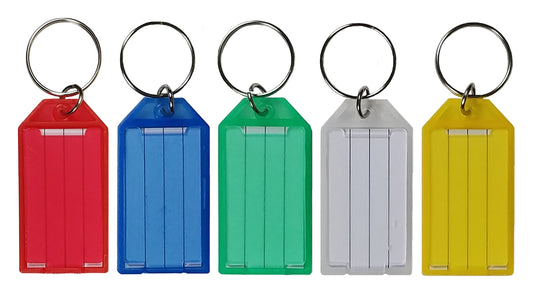 Plastic Key Tags with Split Ring & Label Window, 1-1/8" x 2-1/4" (Box of 100)