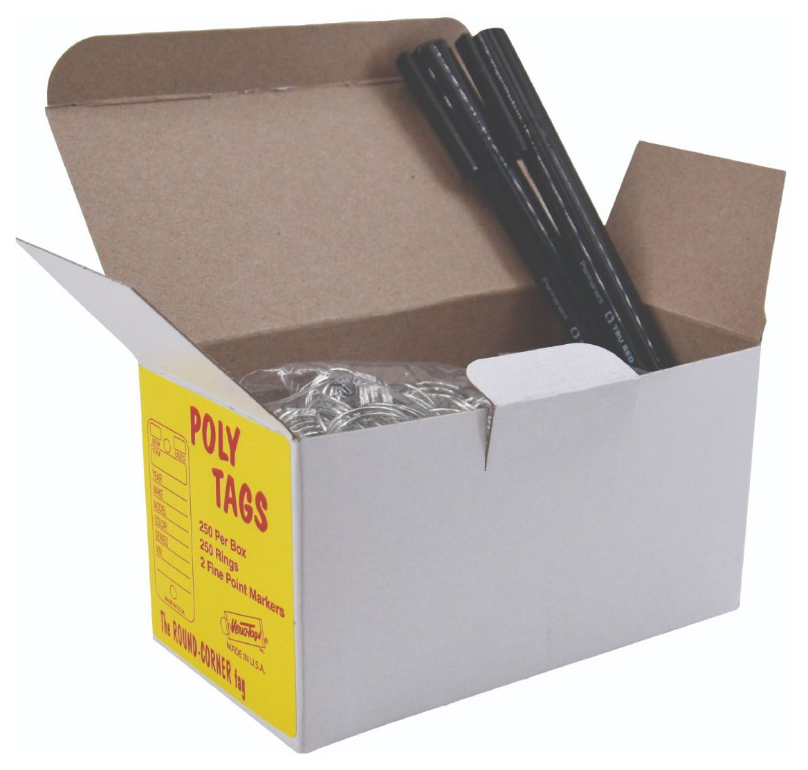 Round Cornered Poly Key Tags, 3" x 1-3/8" (Box of 250)