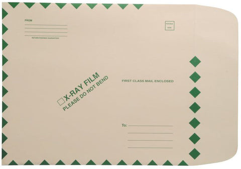 X-Ray Film Mailers, 11 pt Manila, 11" x 13", Green Diamond Border, Ungummed (Carton of 100) - Nationwide Filing Supplies