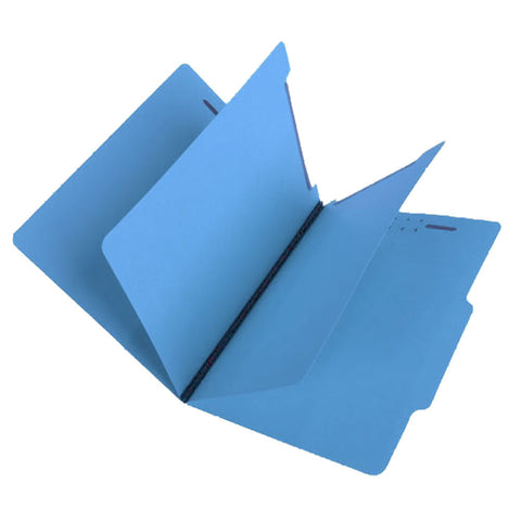 SJ Paper S59702 15 Pt. Blue Classification Folders, 2/5 Cut ROC Top Tab, Letter Size, 2 Dividers (Box of 25) - Nationwide Filing Supplies