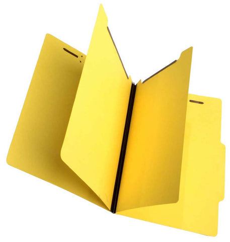 SJ Paper S59706 15 Pt. Yellow Classification Folders, 2/5 Cut ROC Top Tab, Letter Size, 2 Dividers (Box of 25) - Nationwide Filing Supplies