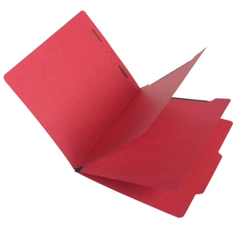SJ Paper S59707 15 Pt. Red Classification Folders, 2/5 Cut ROC Top Tab, Letter Size, 2 Dividers (Box of 25) - Nationwide Filing Supplies
