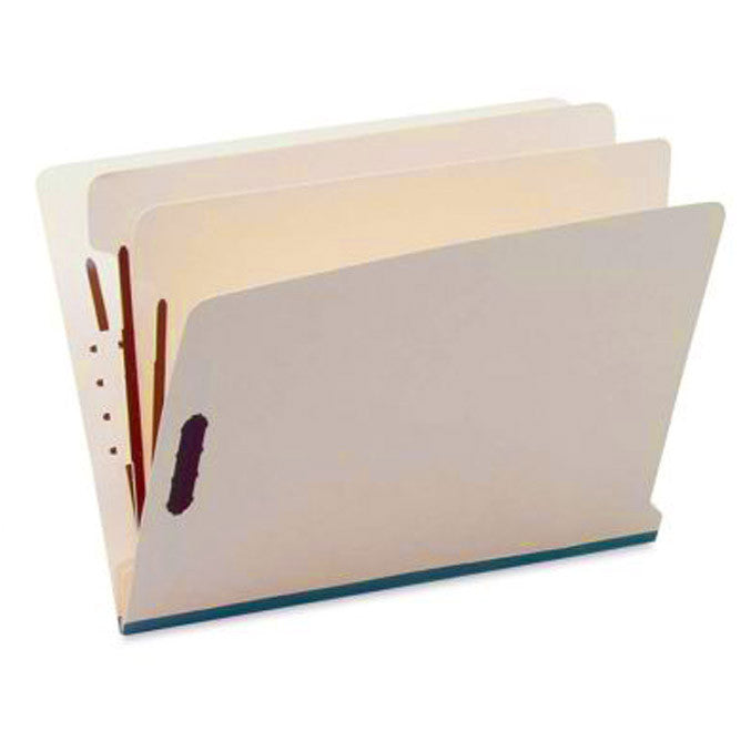 SJ Paper S59720 15 Pt. Manila Classification Folders, 1" Expansion, Full End Tab, Letter Size, 2 Dividers (Box of 25) - Nationwide Filing Supplies