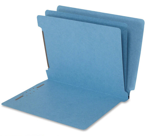 SJ Paper S59722 15 Pt. Classification Folders, 1" Expansion, Full End Tab, Letter Size, 2 Dividers, Blue (Box of 25) - Nationwide Filing Supplies