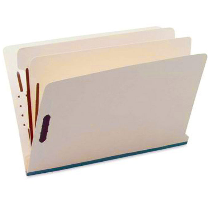 SJ Paper S59730 15 Pt. Manila Classification Folders, 1" Expansion, Full End Tab, Legal Size, 2 Dividers (Box of 25) - Nationwide Filing Supplies
