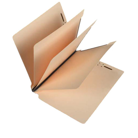 SJ Paper S59760 15 Pt. Manila Classification Folders, 1-1/2" Expansion, Full End Tab, Letter Size, 3 Dividers (Box of 15) - Nationwide Filing Supplies