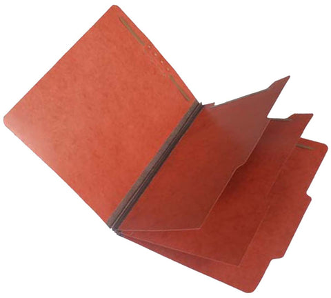 SJ Paper S63624 15 Pt. Terracotta Classification Folders, 2/5 Cut ROC Top Tab, Letter Size, 2 Dividers (Box of 15) - Nationwide Filing Supplies