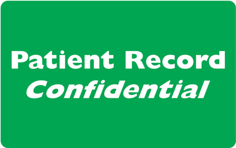 PATIENT RECORD CONFIDENTIAL- Green 4" X 2.5" (Roll of 100) - Nationwide Filing Supplies