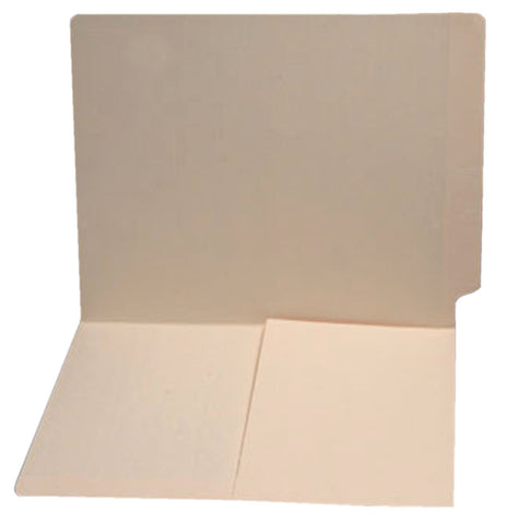 11 pt Manila Folders, Full Cut End Tab, Letter Size, 1/2 Pocket Inside Front (Box of 50) - Nationwide Filing Supplies