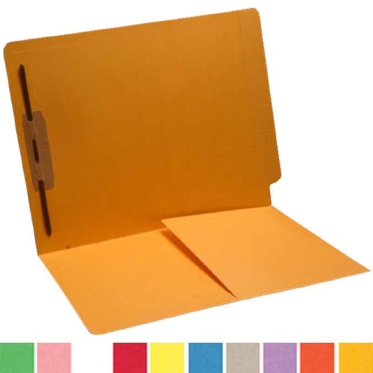 14 pt Color Folders, Full Cut End Tab, Letter Size, 1/2 Pocket Inside Front, Fastener Pos #1 (Box of 50) - Nationwide Filing Supplies