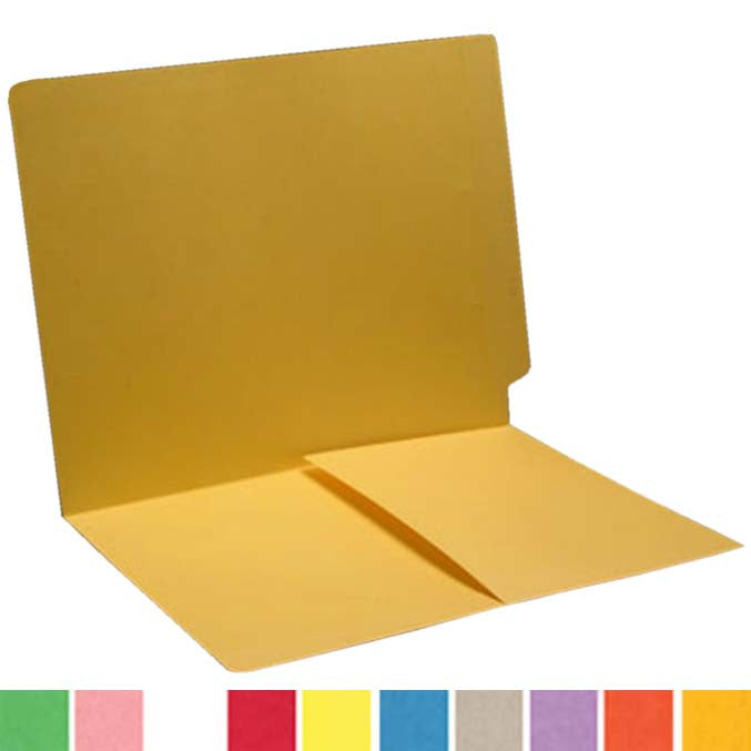 14 pt Color Folders, Full Cut End Tab, Letter Size, 1/2 Pocket Inside Front (Box of 50) - Nationwide Filing Supplies