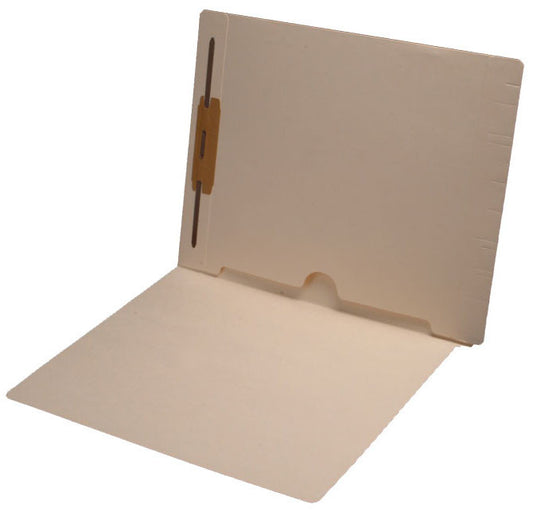 11 pt Manila Folders, Full Cut End Tab, Letter Size, Full Open Bottom Back Pocket, Fastener Pos #1 (Box of 50) - Nationwide Filing Supplies