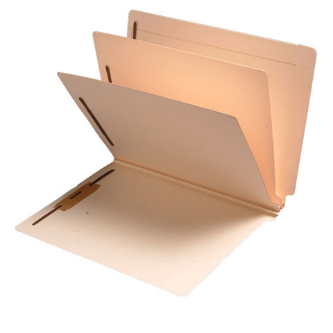 14 Pt. Manila Folders, 2" Expansion, Full Cut End Tab, Letter Size, 2 Dividers (Box of 15) - Nationwide Filing Supplies
