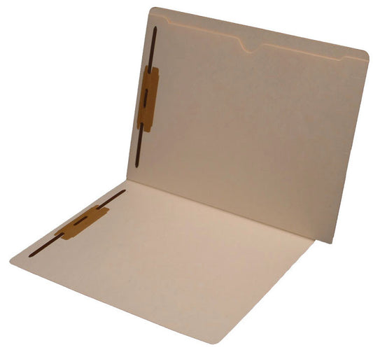 11 pt Manila Folders, Full Cut End Tab, Letter Size, Full Open Top Back Pocket, Fasteners Pos #1 & #3 (Box of 50) - Nationwide Filing Supplies