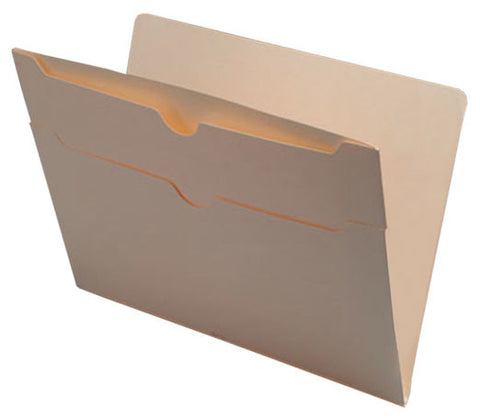 11 pt Manila Folders, Full Cut End Tab, Letter Size, Double Pockets Outside Back (Box of 50) - Nationwide Filing Supplies