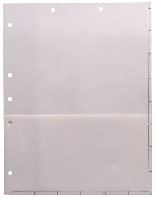 Chart Divider Sheets for Stick-On Tabs, Letter Size, White with 1/2 Pocket (Box of 50)