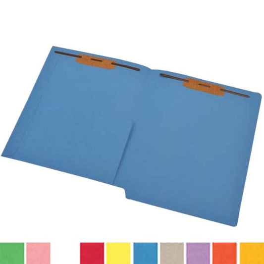11 pt Color Folders, Full Cut End Tab, Letter Size, 1/2 Pocket Inside Front, Fastener Pos #1 & #3 (Box of 50) - Nationwide Filing Supplies