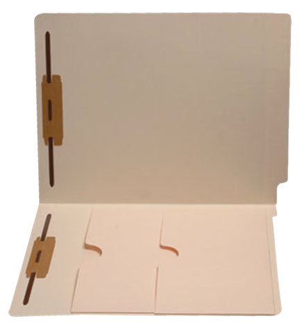 11 pt Manila Folders, Full Cut End Tab, Letter Size, Double Pockets Inside Front, Fasteners Pos #1 & #3 (Box of 50) - Nationwide Filing Supplies