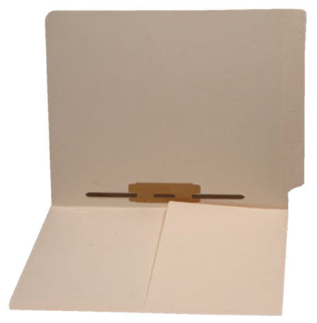 11 pt Manila Folders, Full Cut End Tab, Letter Size, 1/2 Pocket Inside Front, Fastener Pos #5 (Box of 50) - Nationwide Filing Supplies