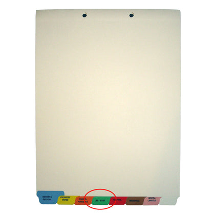 Individual Chart Divider Tabs, Lab/X-Ray, Green, Bottom Tab, 1/8th Cut, Pos. #4 (Pack of 25)