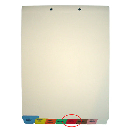 Individual Chart Divider Tabs, Hospital, Red, Bottom Tab, 1/8th Cut, Pos. #5 (Pack of 25)