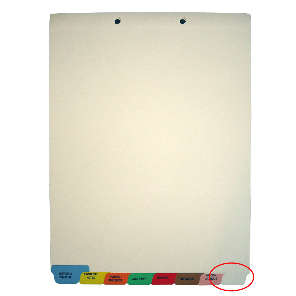 Individual Chart Divider Tabs, Blank, Bottom Tab, 1/8th Cut, Pos. #8 (Pack of 25)