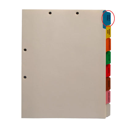 Individual Chart Divider Tabs, History & Physical, Blue, side Tab, 1/8th Cut, Pos. #1 (Pack of 25)