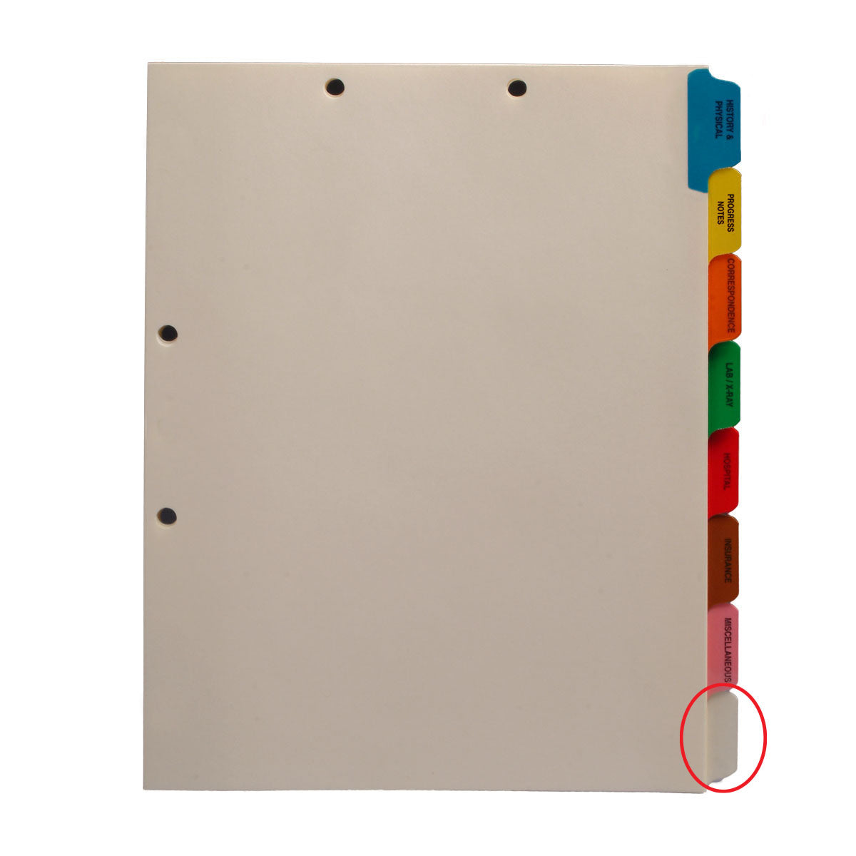 Individual Chart Divider Tabs, Blank, side Tab, 1/8th Cut, Pos. #8 (Pack of 25)