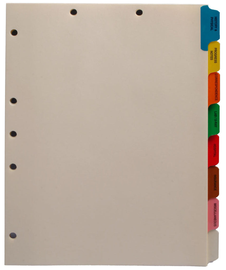 Medical Chart Divider Sets, Side Tabs, 1/8th Cut (50 Sets of 8 Tabs ...