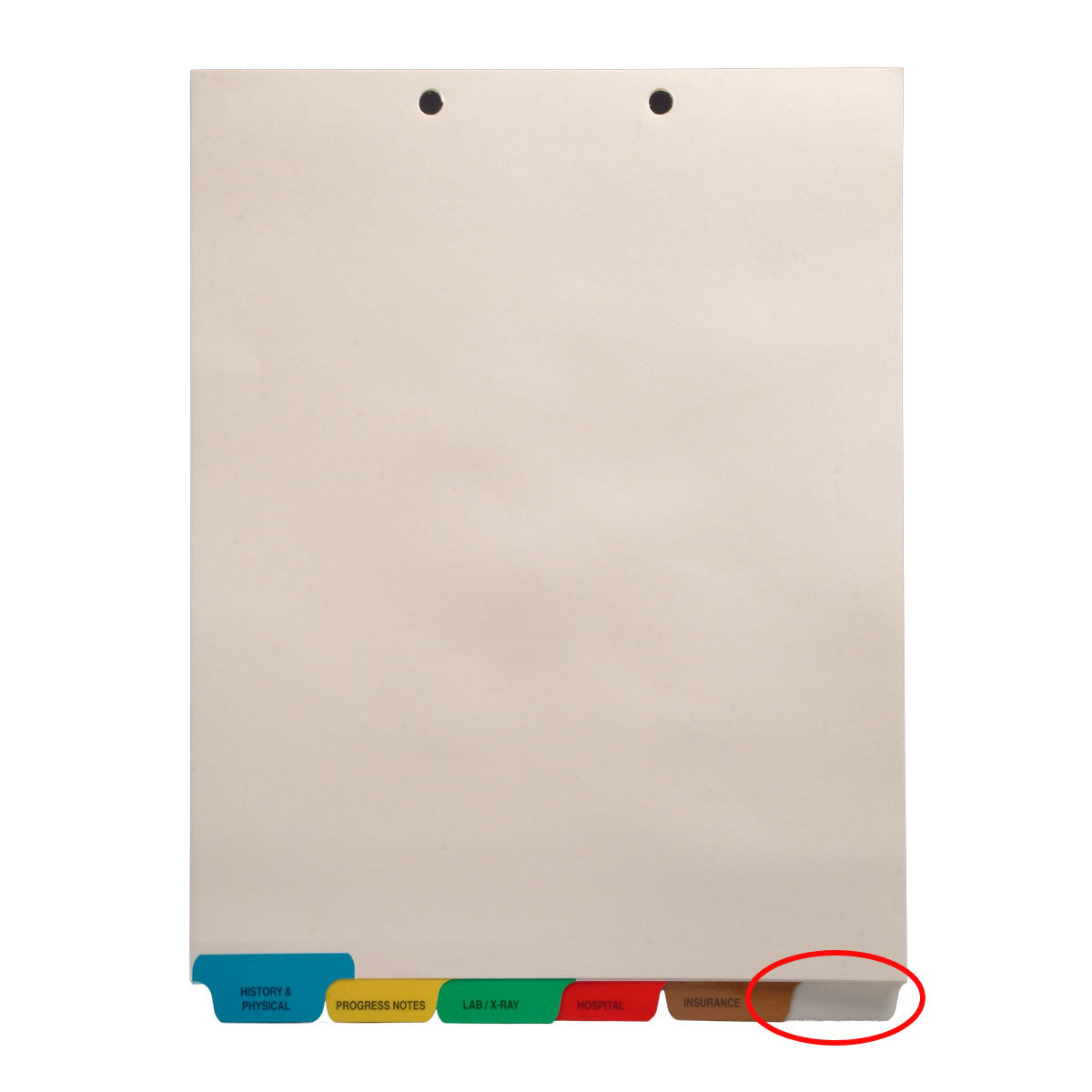 Individual Chart Divider Tabs, Blank, Bottom Tab, 1/6th Cut, Pos. #6 (Pack of 25)