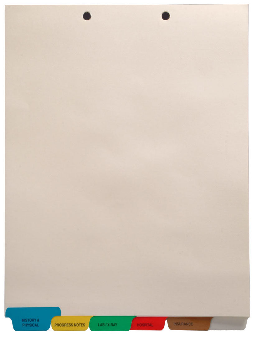 Medical Chart Divider Sets, Bottom Tabs, 1/6th Cut (65 Sets of 6 Tabs)