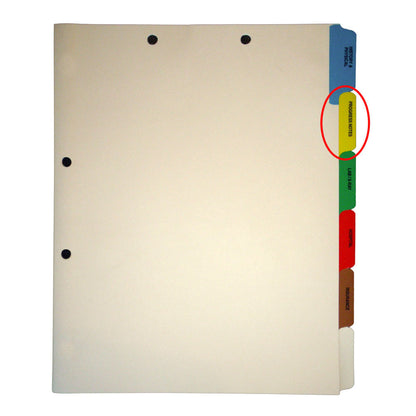 Individual Chart Divider Tabs, Progress Notes, Yellow, Side Tab, 1/6th Cut, Pos. #2 (Pack of 25)