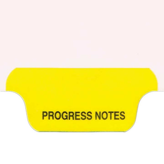 Individual Chart Divider Tabs, Progress Notes, Yellow, Bottom Tab, 1/6th Cut, Pos. #2 (Pack of 25)