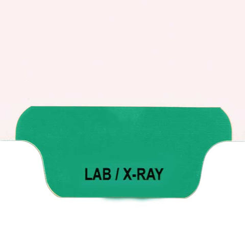 Individual Chart Divider Tabs, Lab/X-Ray, Green, Bottom Tab, 1/6th Cut, Pos. #3 (Pack of 25)