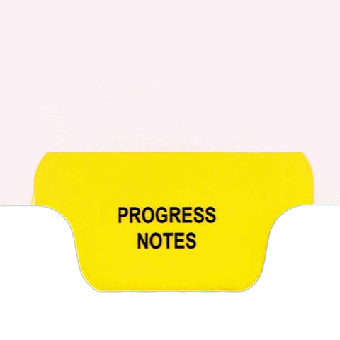 Individual Chart Divider Tabs, Progress Notes, Yellow, Bottom Tab, 1/8th Cut, Pos. #2 (Pack of 25)
